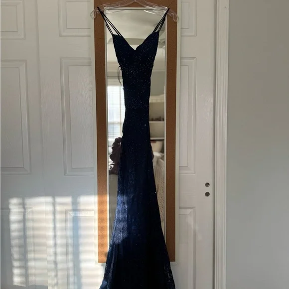 La Femme Navy Prom Dress - Picture 11 of 11